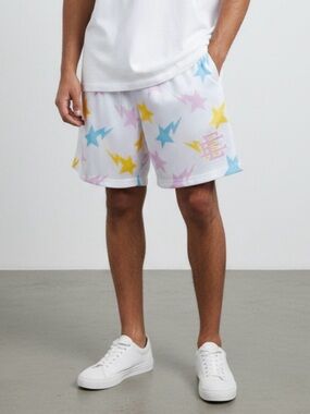 NWOT!!! ERIC EMANUEL X BAPE EE basic shorts, White Star Pattern Athletic Shorts